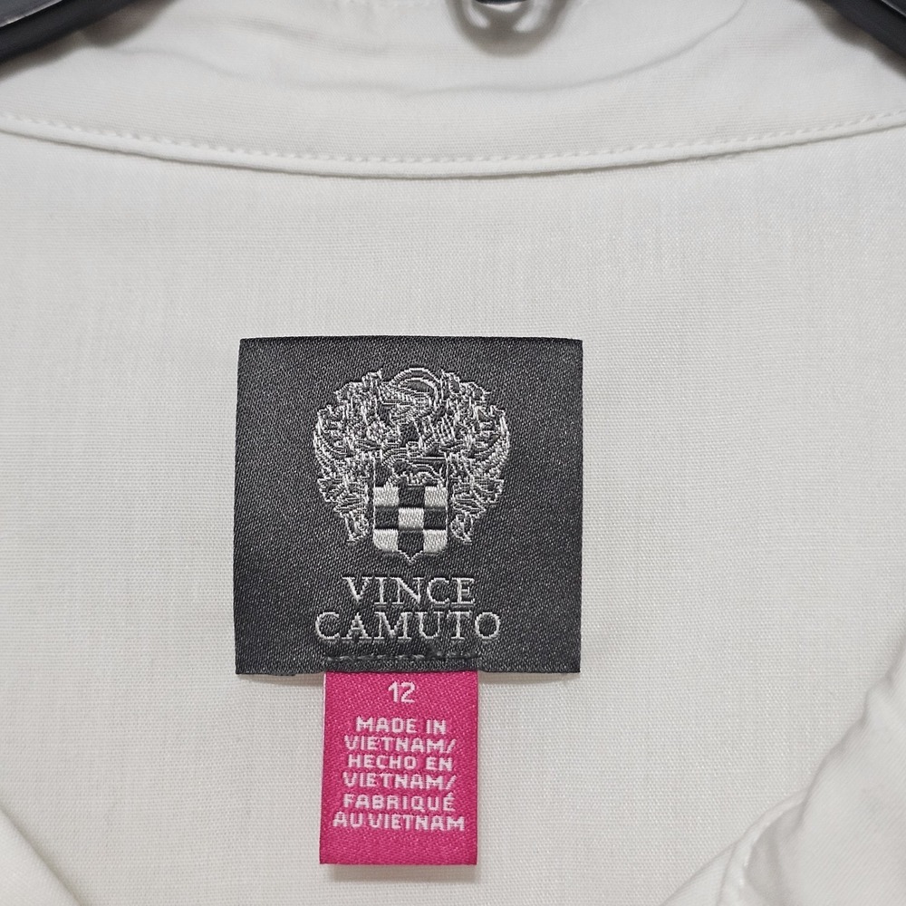 Vince Camuto Women Shirt Dress Size 12 Fit Large New White Elastic Waist Button - Picture 9 of 15